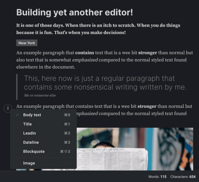 Mimer Editor dark mode